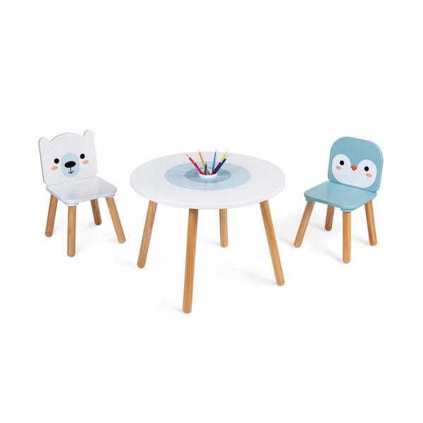 Table et chaises en bois enfant banquise Janod