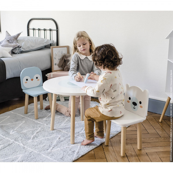 Table et chaises en bois enfant banquise Janod