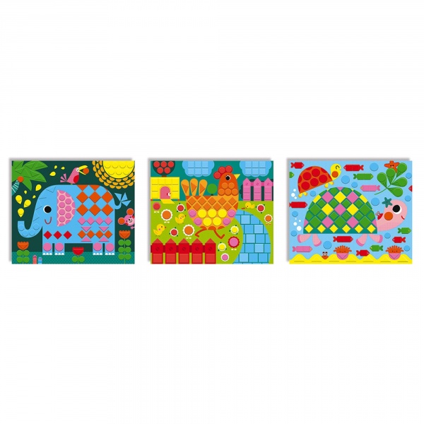 Kit créatif mosaïques 3 tableaux animaux Janod
