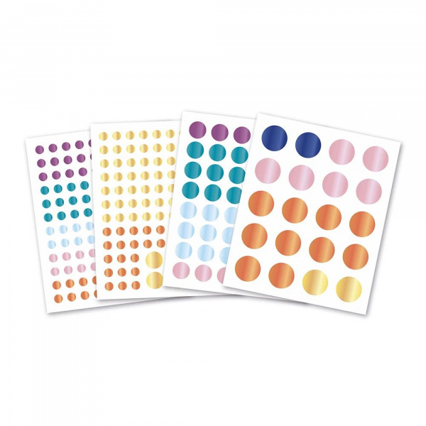 Pochette de gommettes stickers et 4 tableaux à décorer animaux métalisés Janod