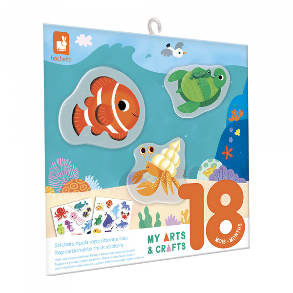 Pochette de stickers gommettes repositionnables la mer Janod