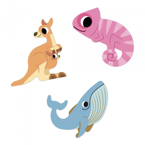 100 gommettes stickers animaux exotiques Janod