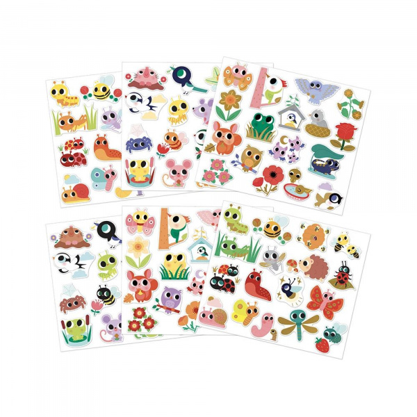 100 gommettes stickers petites bêtes Janod