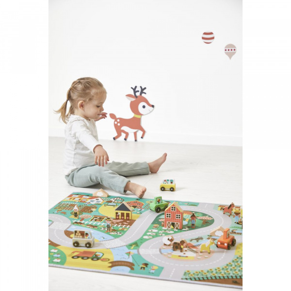 Tapis de jeu avec circuit cross roads campagne Janod