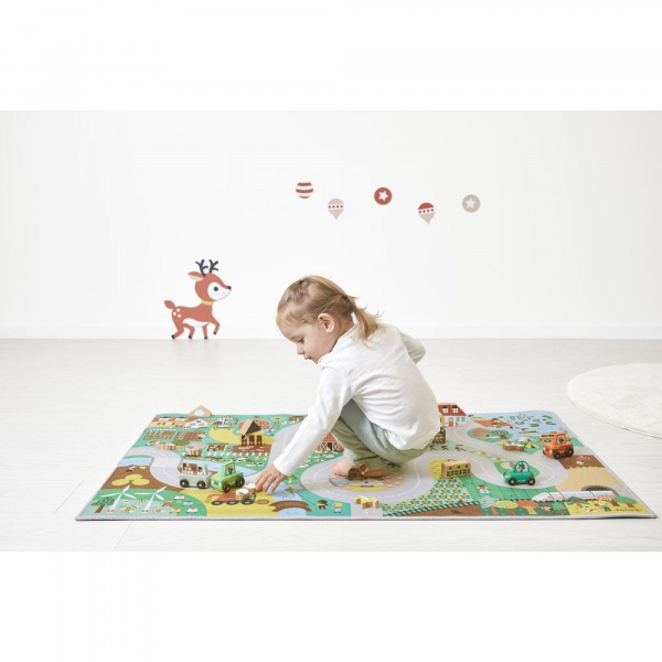 Tapis de jeu avec circuit cross roads campagne Janod