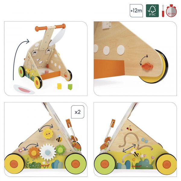 Chariot de marche multi-activités lapin Janod