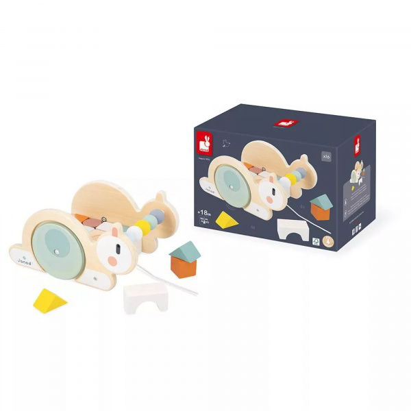 Chariot de cubes à tirer escargot sweet cocoon Janod