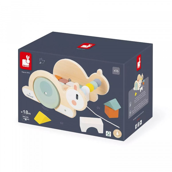 Chariot de cubes à tirer escargot sweet cocoon Janod