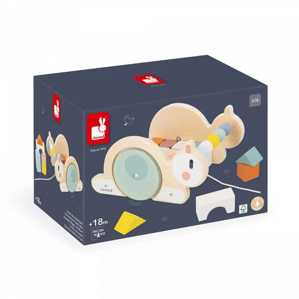 Chariot de cubes à tirer escargot sweet cocoon Janod