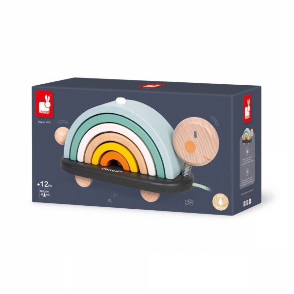 Jouet à tirer tortue arc-en ciel sweet cocoon Janod