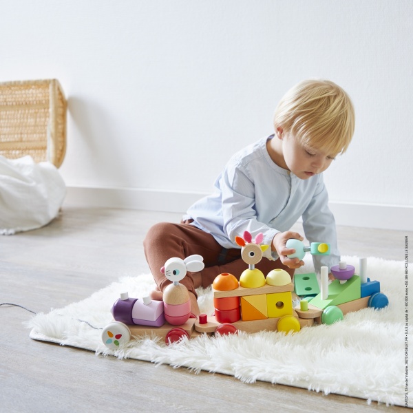 Train géant à tirer en bois zigolos Janod