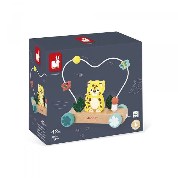 Jouet en bois à tirer jaguar tropik Janod