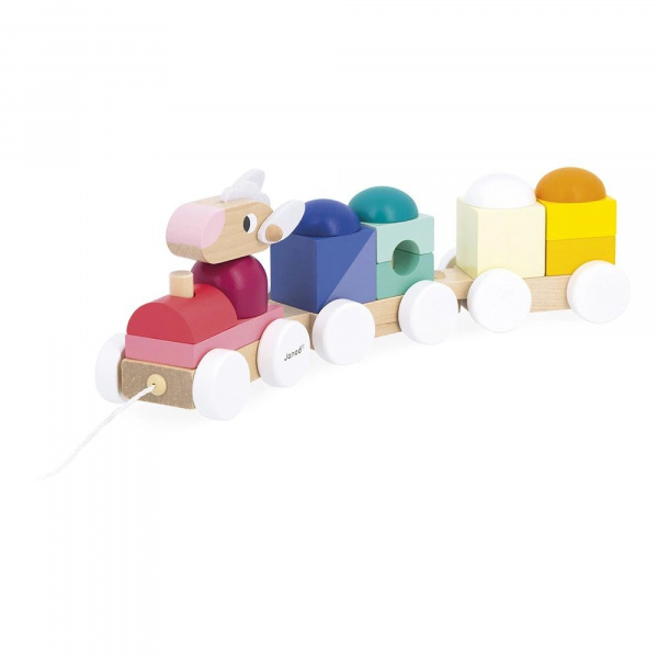Train en bois à tirer mouton zigolos Janod