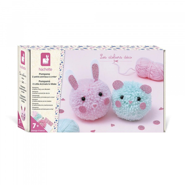 Kit créatif 2 pompons animaux à créer Janod