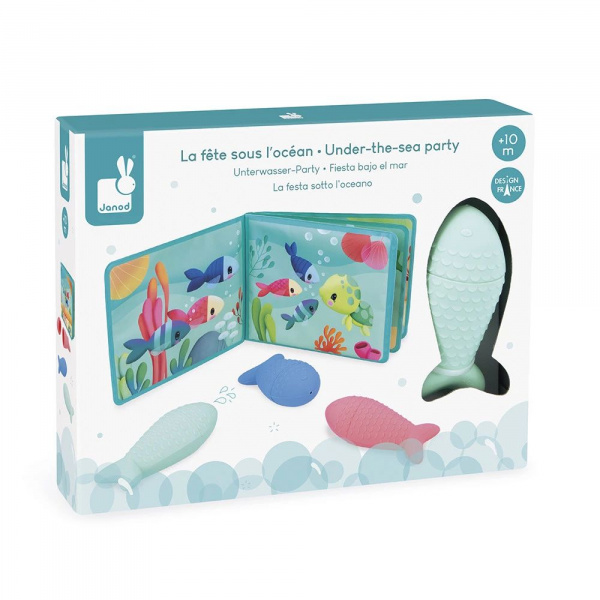 Livre de bain la fête sous l'océan et ses 3 aspergeurs Janod