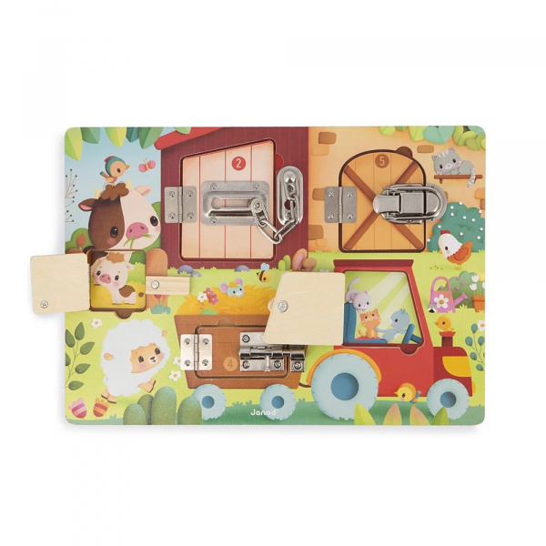 Planche à cadenas pour enfant la ferme vert Janod