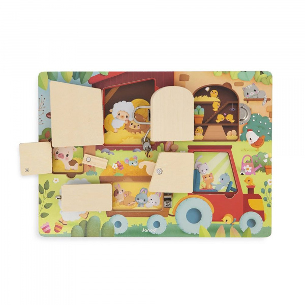 Planche à cadenas pour enfant la ferme vert Janod