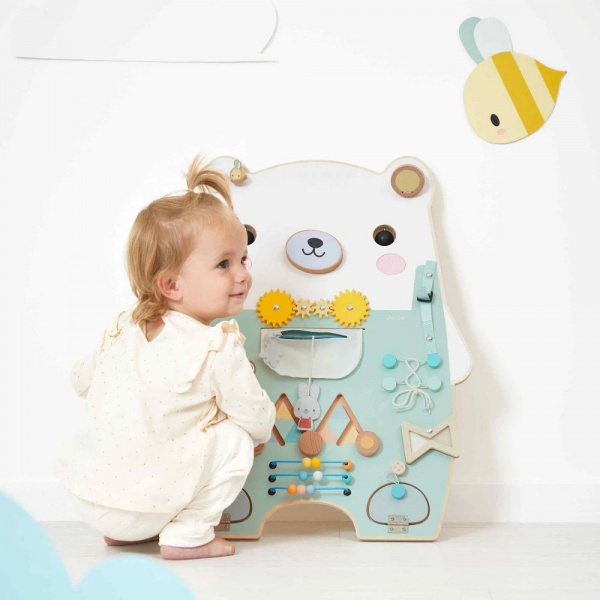 Panneau d'activités en bois busy board ourson pure Janod