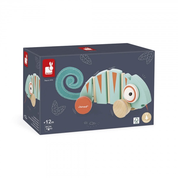 Jouet à tirer en bois caméléon tropik Janod