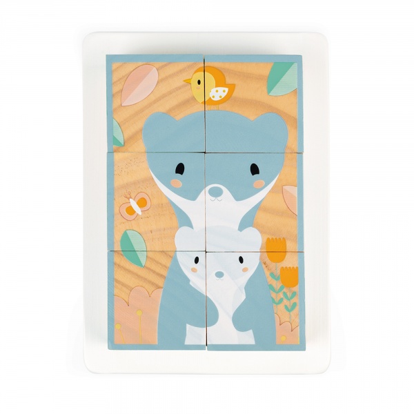 Lot de 6 cubes en bois animaux Janod