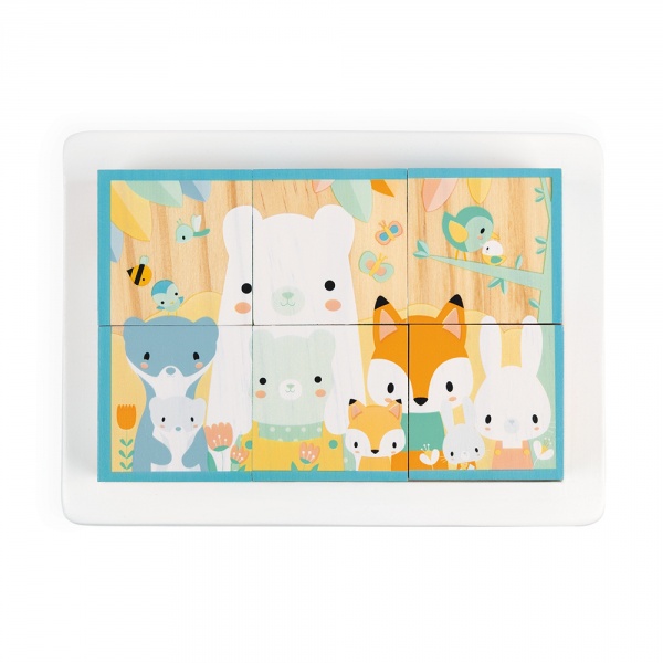 Lot de 6 cubes en bois animaux Janod