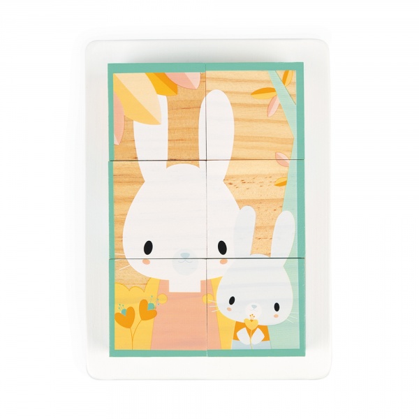 Lot de 6 cubes en bois animaux Janod