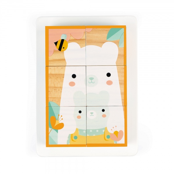 Lot de 6 cubes en bois animaux Janod