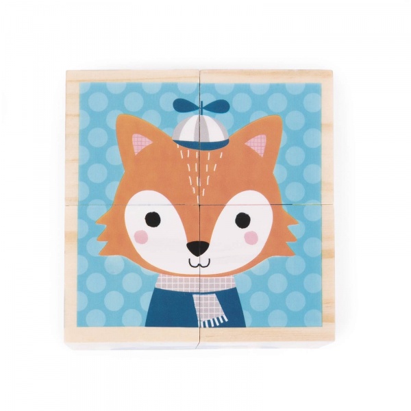 Lot de 4 cubes en bois portraits de la forêt Janod