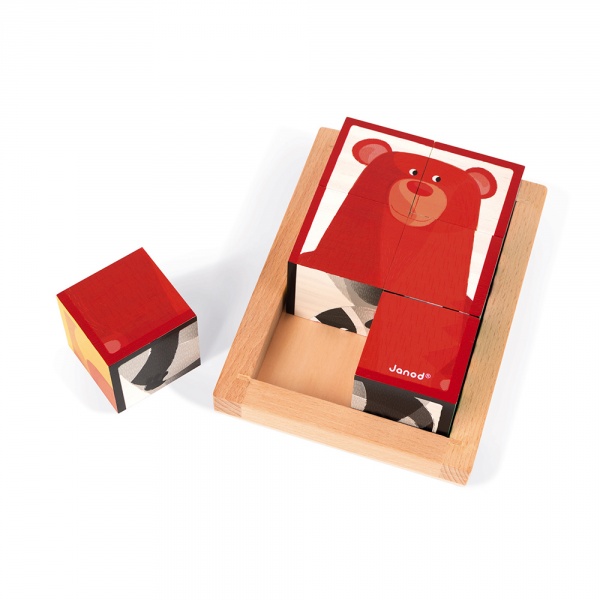 Lot de 6 cubes en bois forêt zigolos Janod