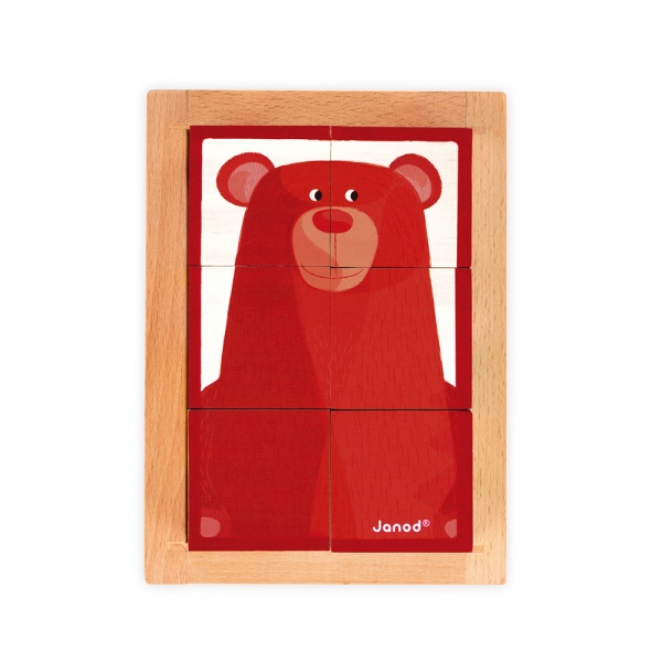 Lot de 6 cubes en bois forêt zigolos Janod