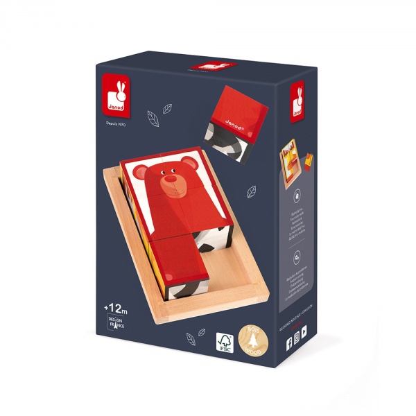 Lot de 6 cubes en bois forêt zigolos Janod