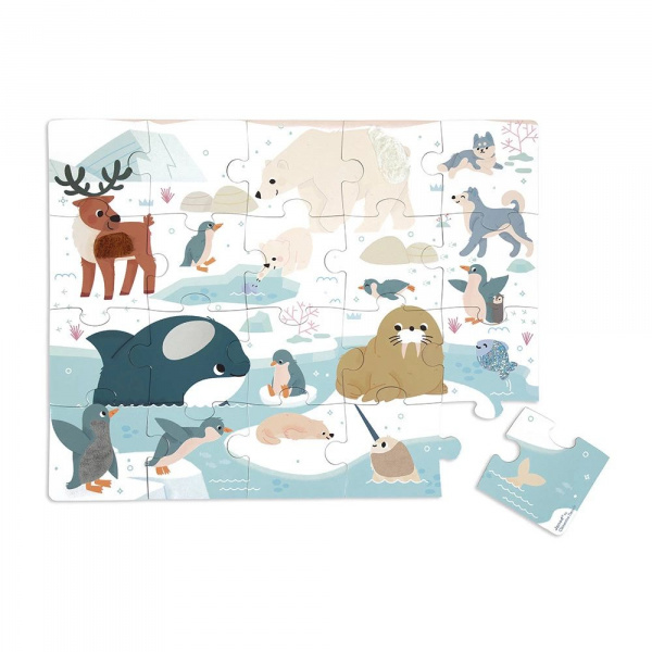 Puzzle tactile animaux polaires 20 pièces Janod