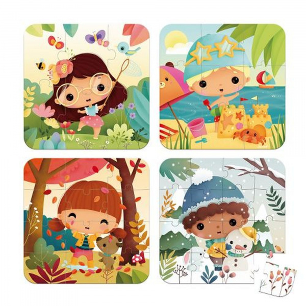 Lot de 4 puzzles évolutifs les 4 saisons Janod