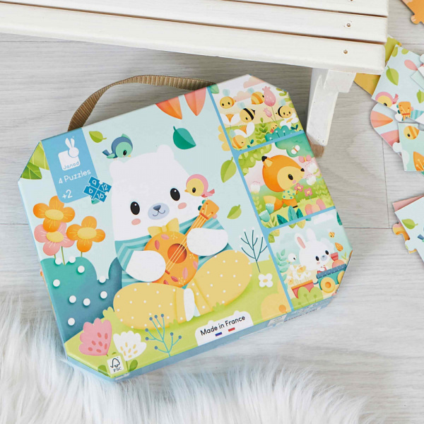 Lot de 4 puzzles évolutifs dinosaures Janod