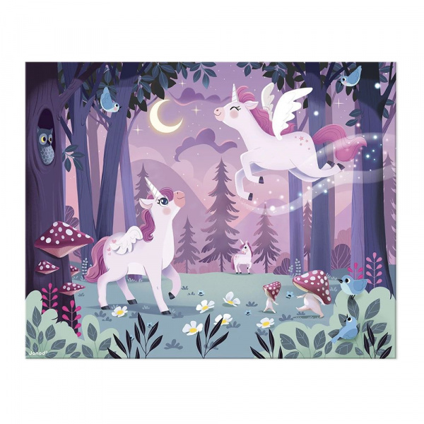Puzzle enfant 54 pièces licornes Janod