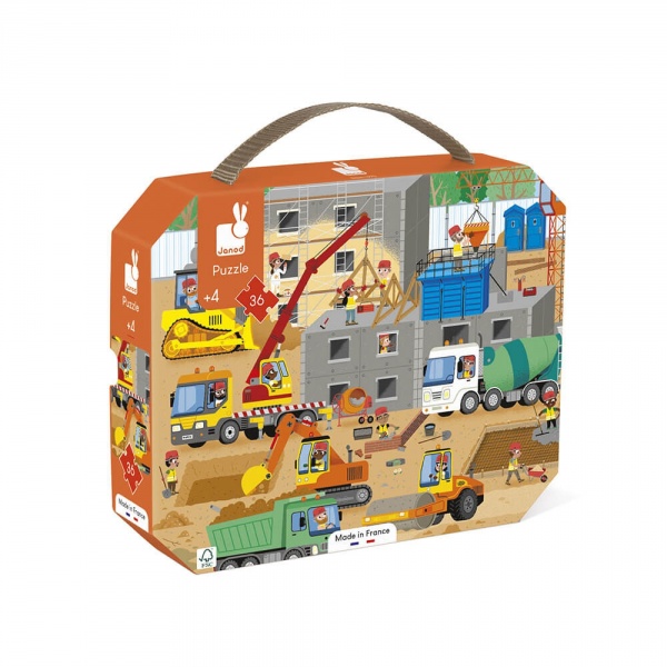 Puzzle enfant 36 pièces chantier Janod