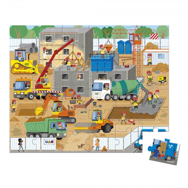 Puzzle enfant 36 pièces chantier Janod