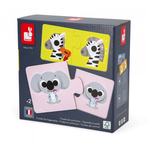 Lot de 12 puzzles de 2 pièces les contraires Janod