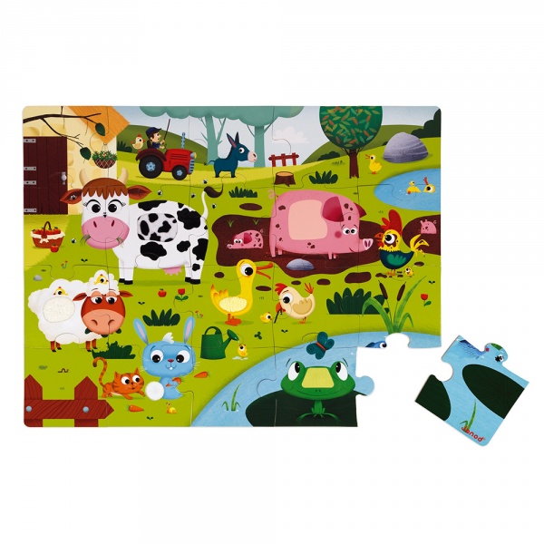 Puzzle enfant tactile les animaux de la ferme 20 pièces Janod