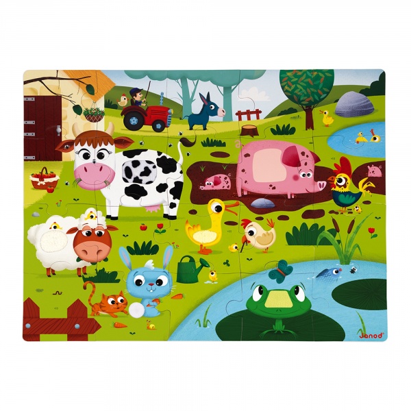 Puzzle enfant tactile les animaux de la ferme 20 pièces Janod