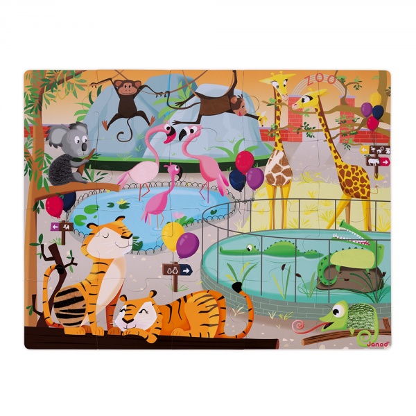 Puzzle enfant tactile journée au zoo 20 pièces Janod