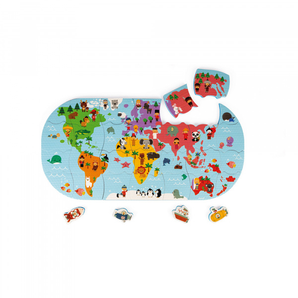 Puzzle de bain carte des explorateurs Janod