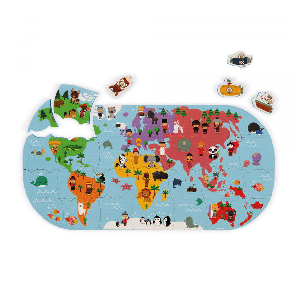 Puzzle de bain carte des explorateurs Janod