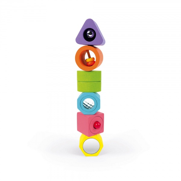 Puzzle 6 cubes sensoriels i wood Janod