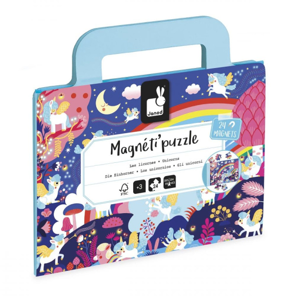 Puzzle de voyage enfant 24 pcs magnéti'puzzle licornes Janod