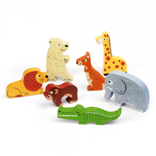 Puzzle en bois chunky animaux du zoo 7 pièces Janod