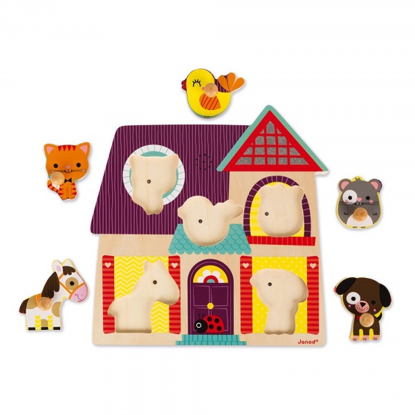 Puzzle en bois musical mes petits compagnons 5 pièces Janod
