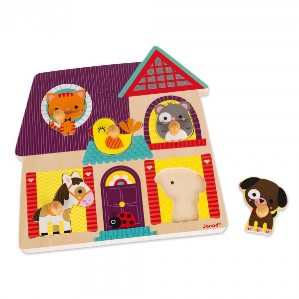 Puzzle en bois musical mes petits compagnons 5 pièces Janod