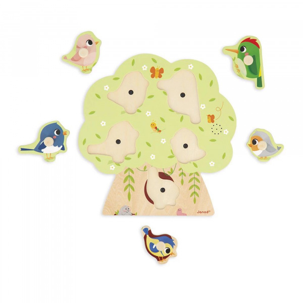 Puzzle sonore en bois enfant 5 pièces oiseau Janod
