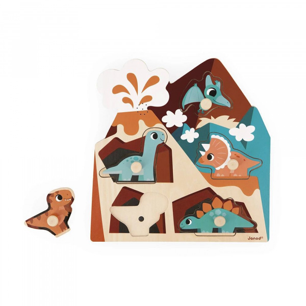 Puzzle sonore en bois enfant 5 pièces dinosaures Janod